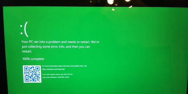 "Экран смерти" Windows 10 станет зеленым
