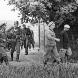 Немецкие солдаты и русский мужик, 1941 год