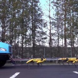 Компания Boston Dynamics показала, сколько роботов SpotMini нужно для того, чтобы сдвинуть грузовик с места
